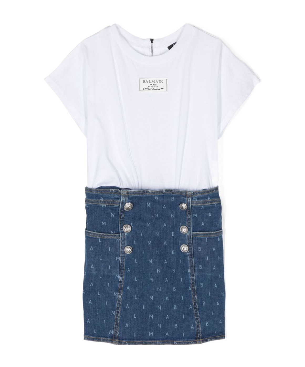 BALMAIN LOGO-APPLIQUÉ T-SHIRT DRESS 