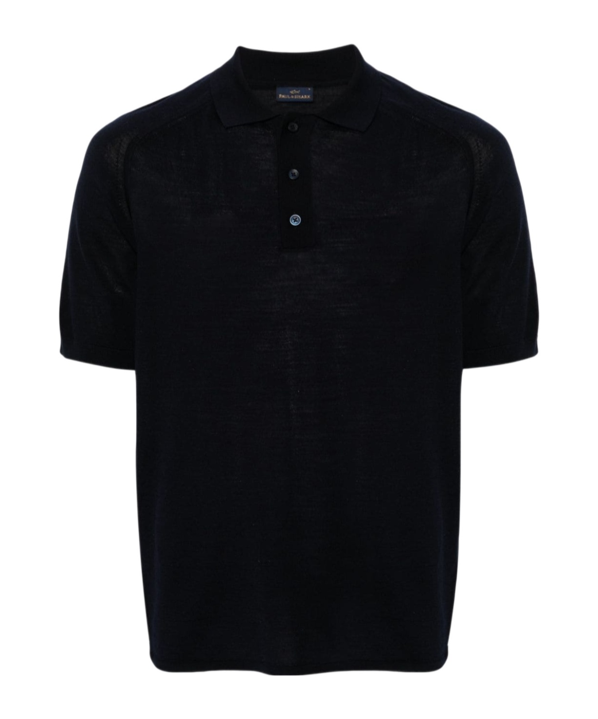 Paul & Shark Buttoned Virgin-wool Polo Shirt In Black