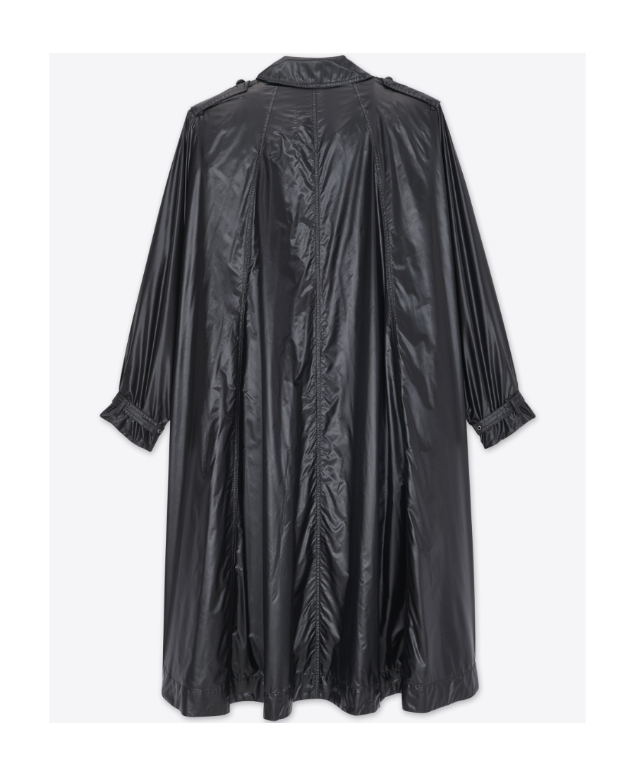 Saint Laurent Shoulder-pad Oversized Trench Coat In Black