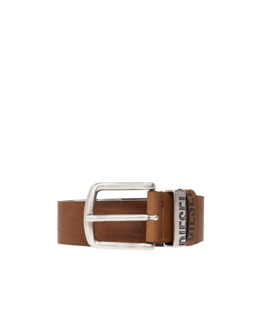 Diesel Logo-loop Leather Buckle Belt In Brown