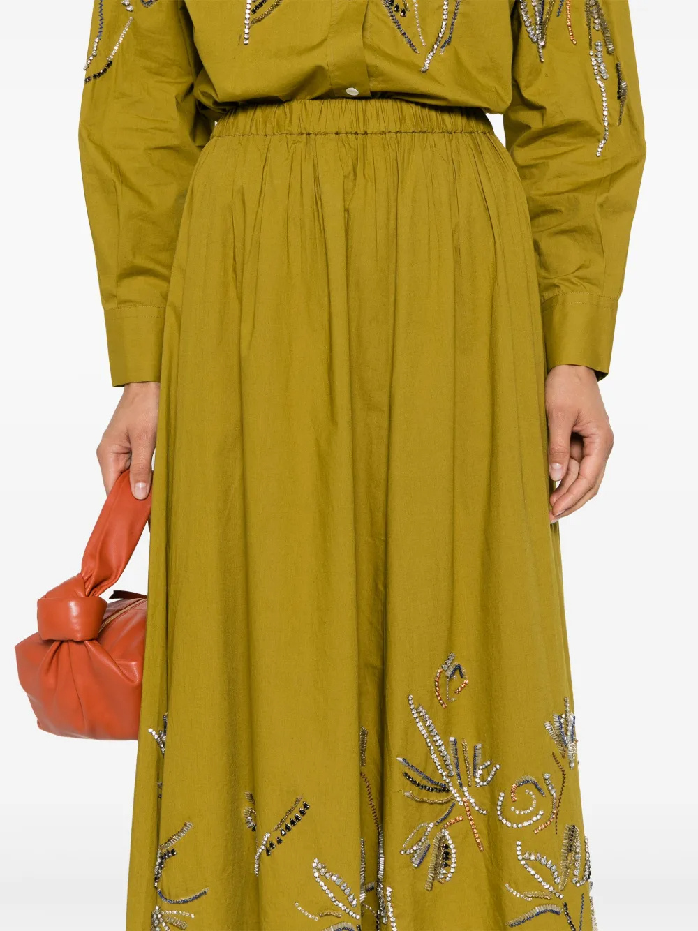 FORTE FORTE CRYSTAL-EMBELLISHED FLARED MIDI SKIRT