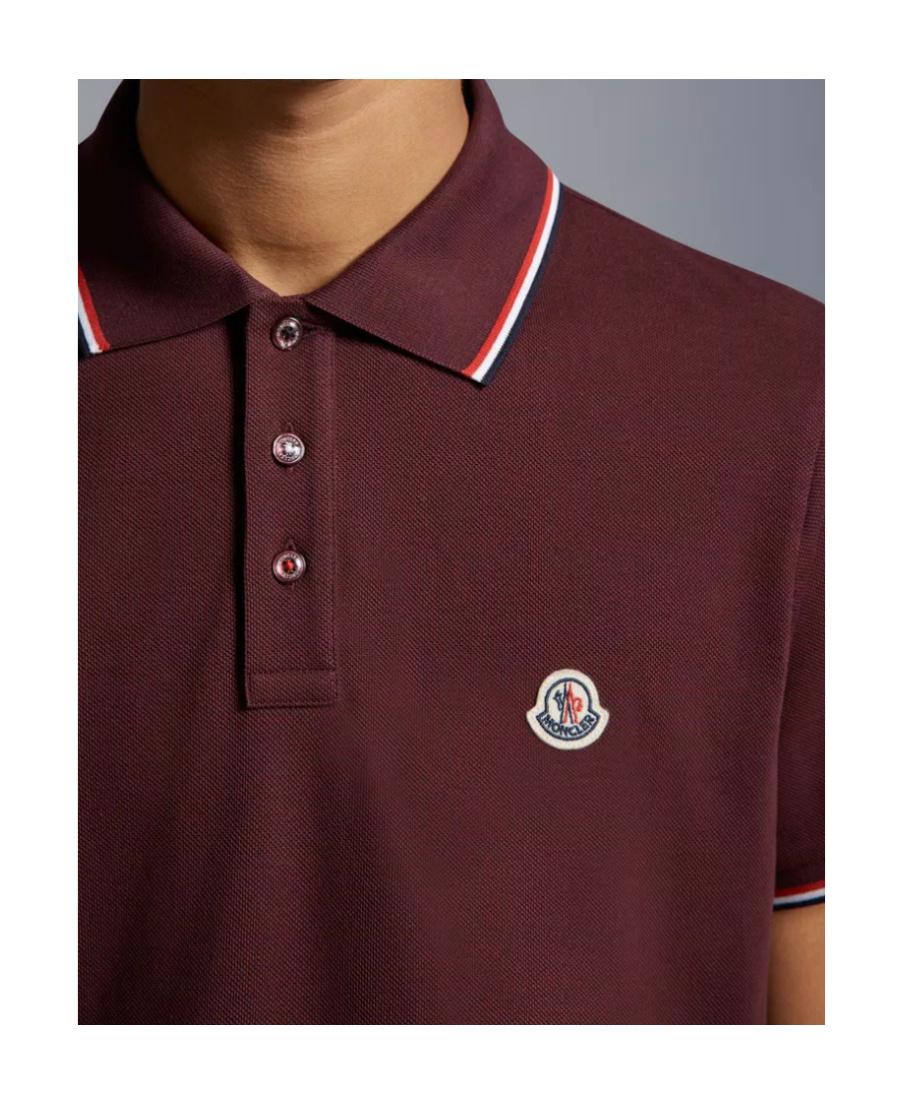 Moncler Logo Patch Polo Shirt In Red