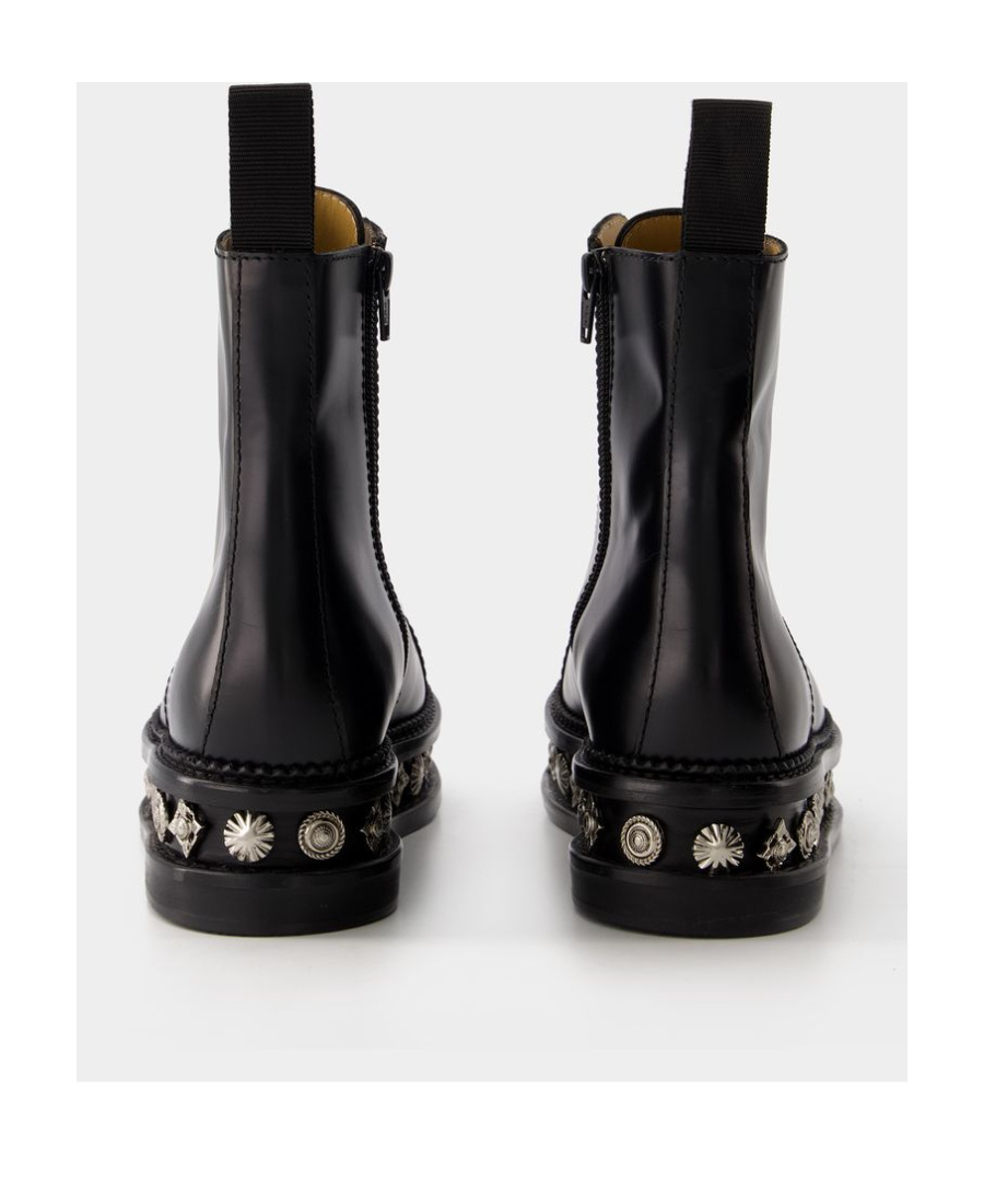 Shop Toga Stud-embellished Leather Boots In Black