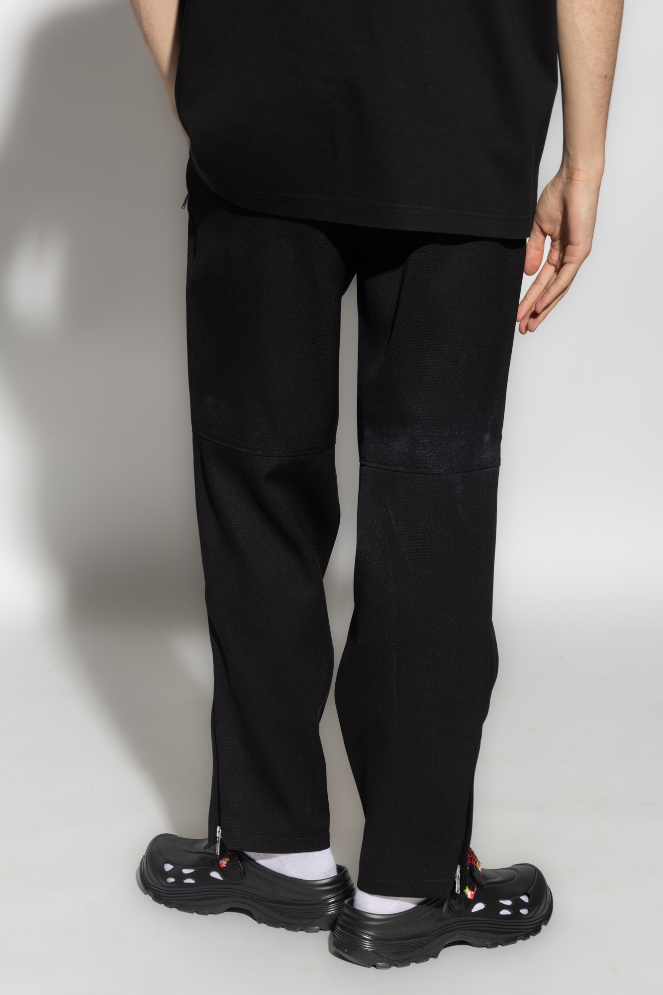 Shop Lanvin Cropped Wool Tailored Trousers In Black