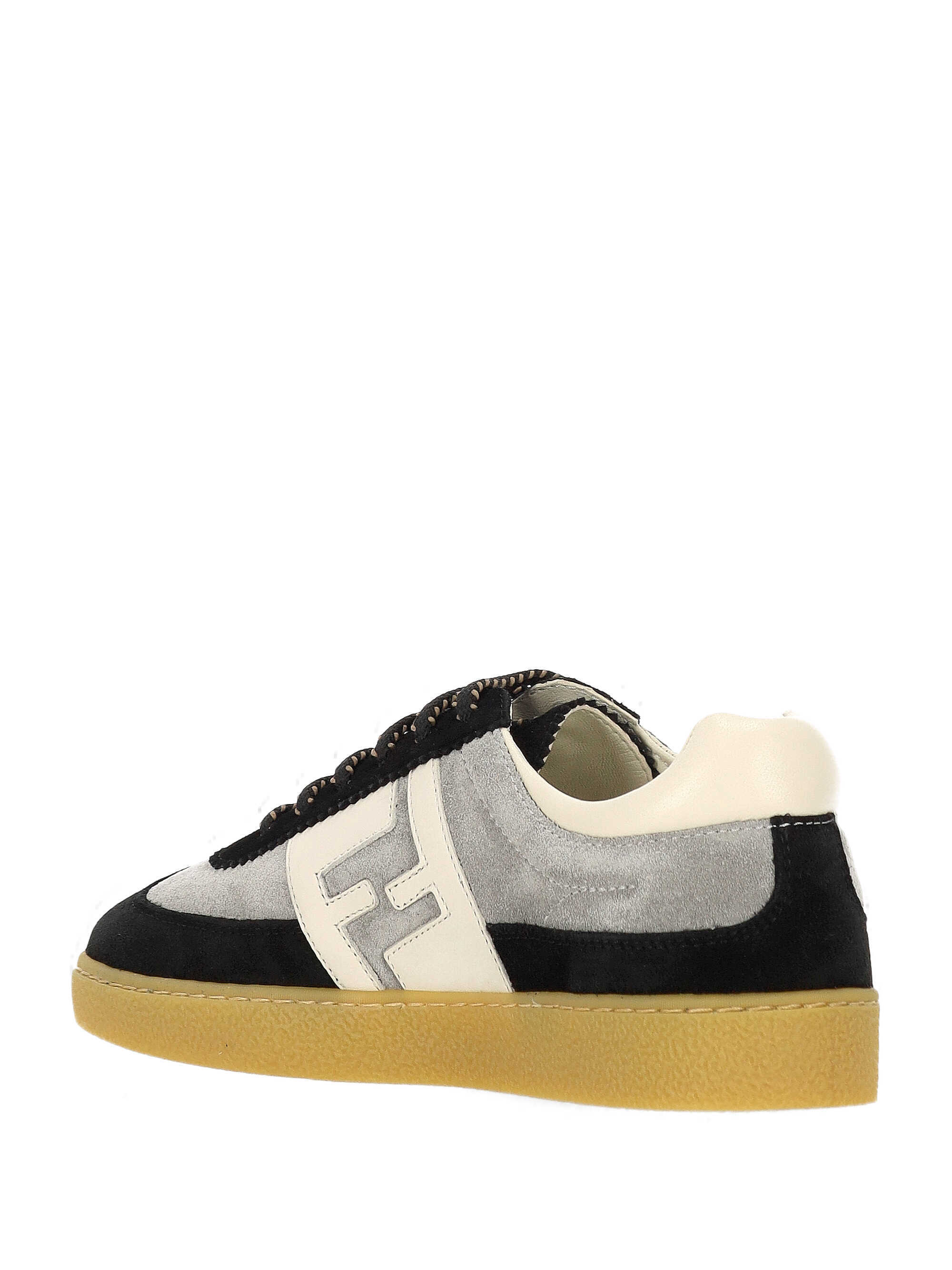 Fendi Suede-leather Logo Sneakers In Black