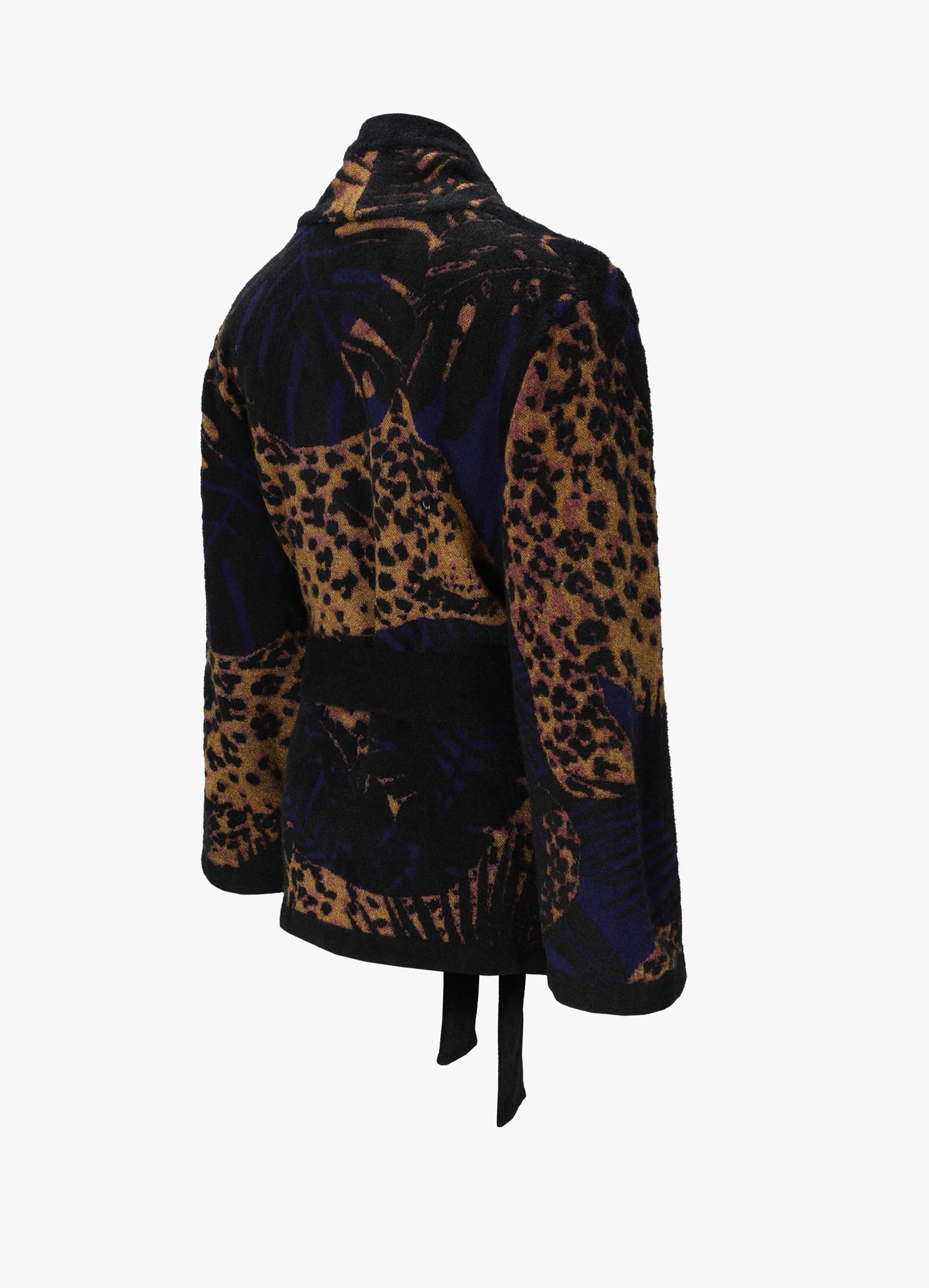 Saint Laurent Leopard-knit Cardigan In Black