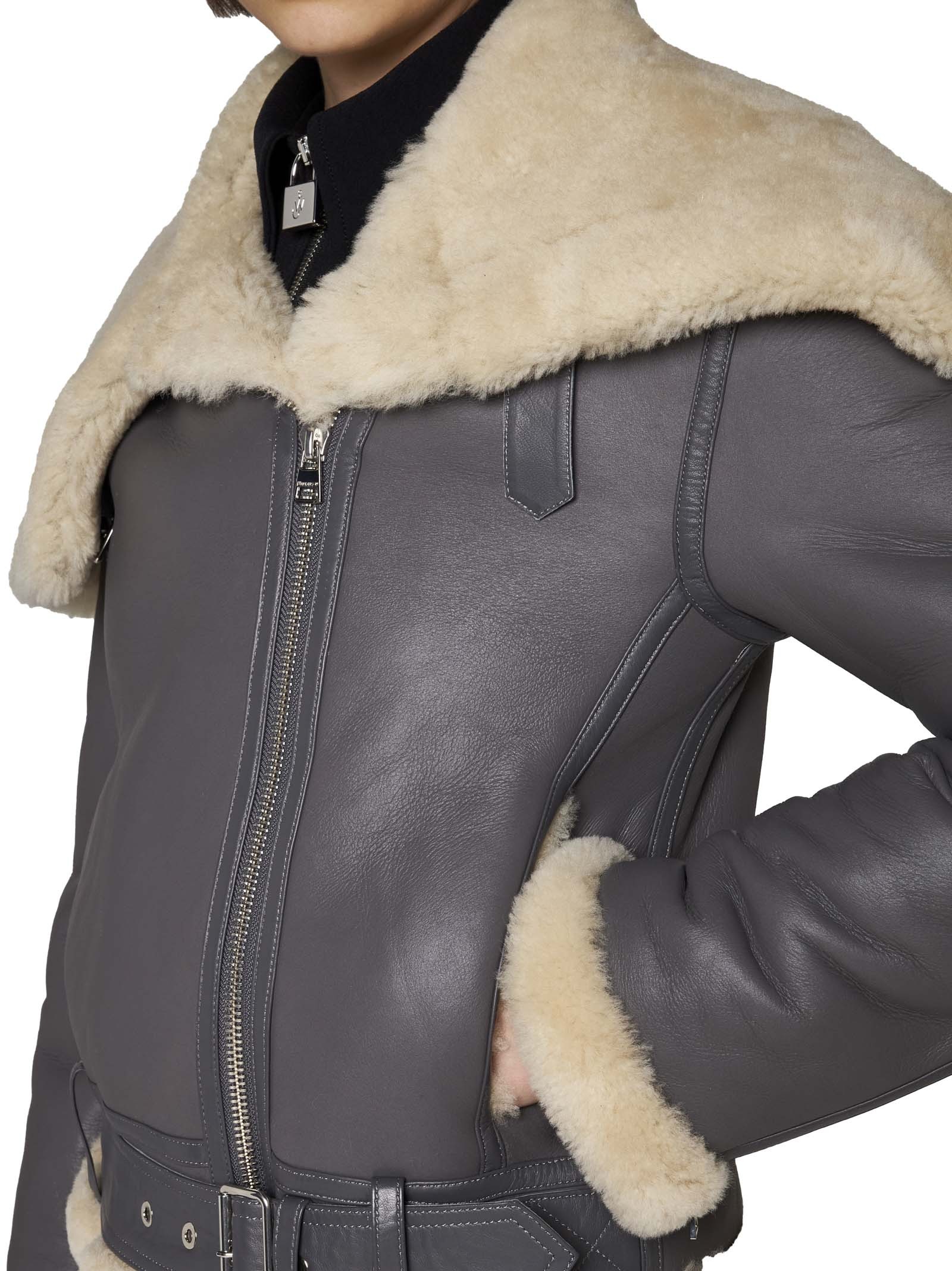 Jw Anderson Fleece-collar Leather Jacket In Black
