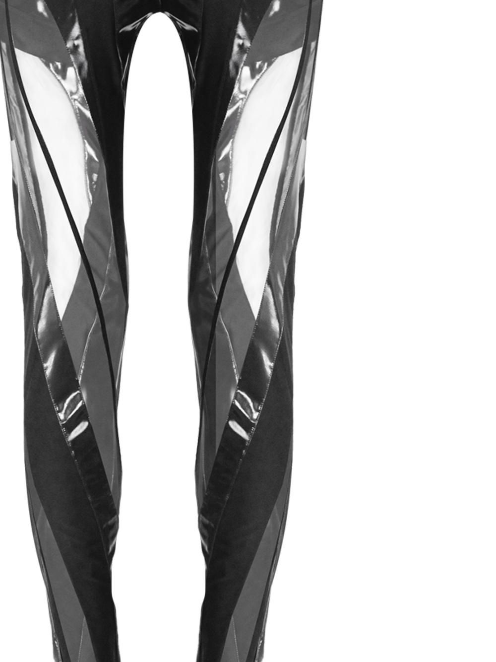 MUGLER GLOSSY SHEER-PANELLED SPIRAL LEGGINGS
