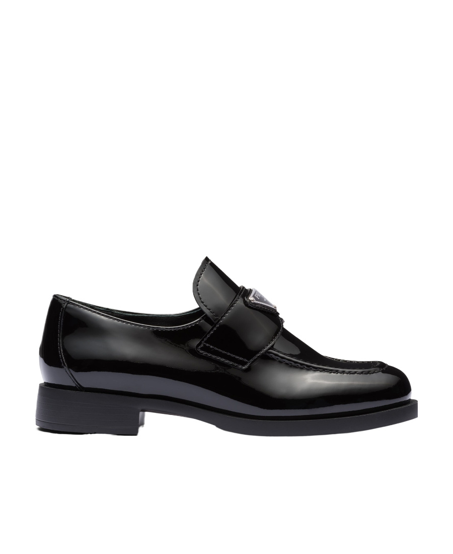 Prada Logo-plaque Leather Loafers In Black