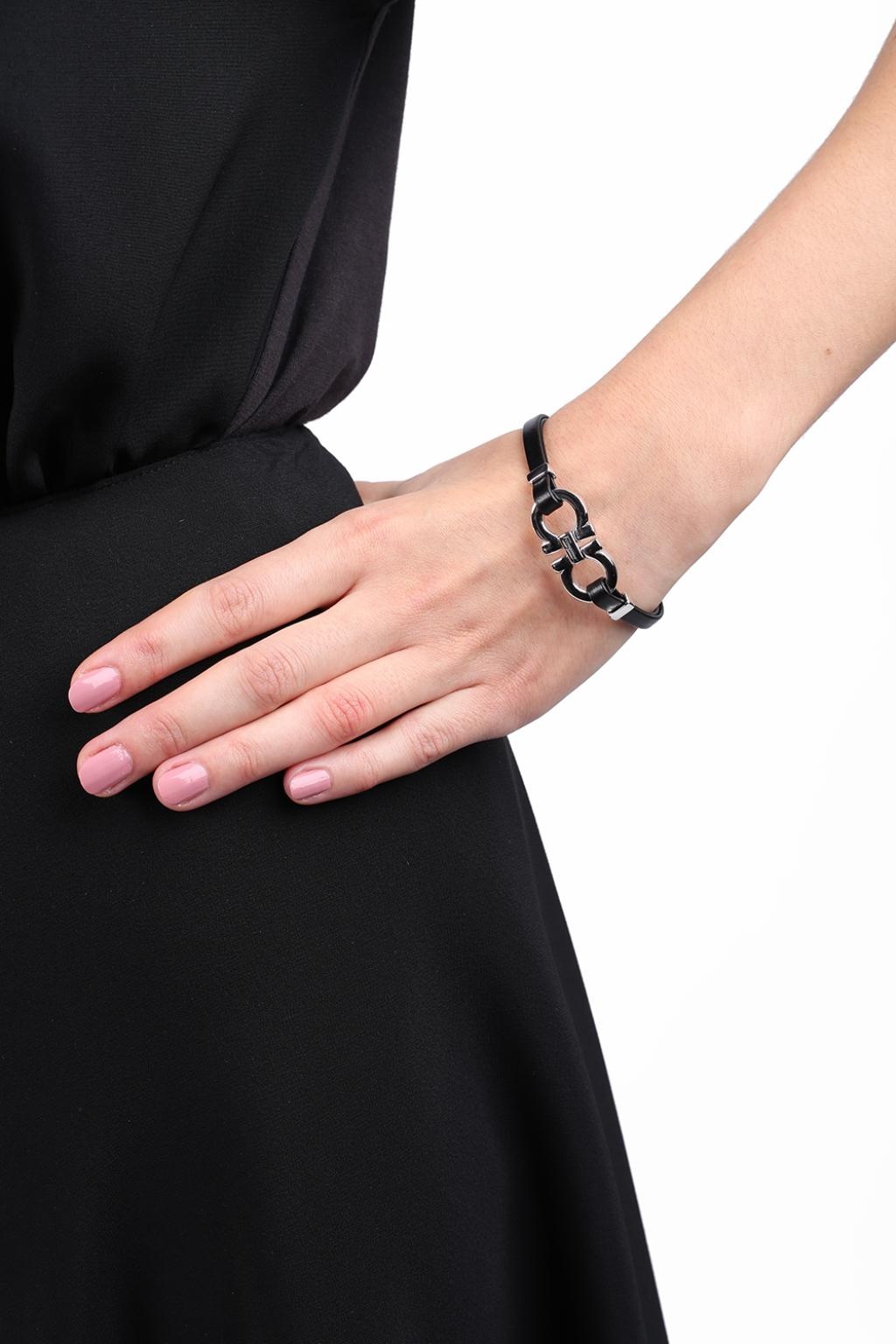 Ferragamo Logo Detail Bracelet In Black