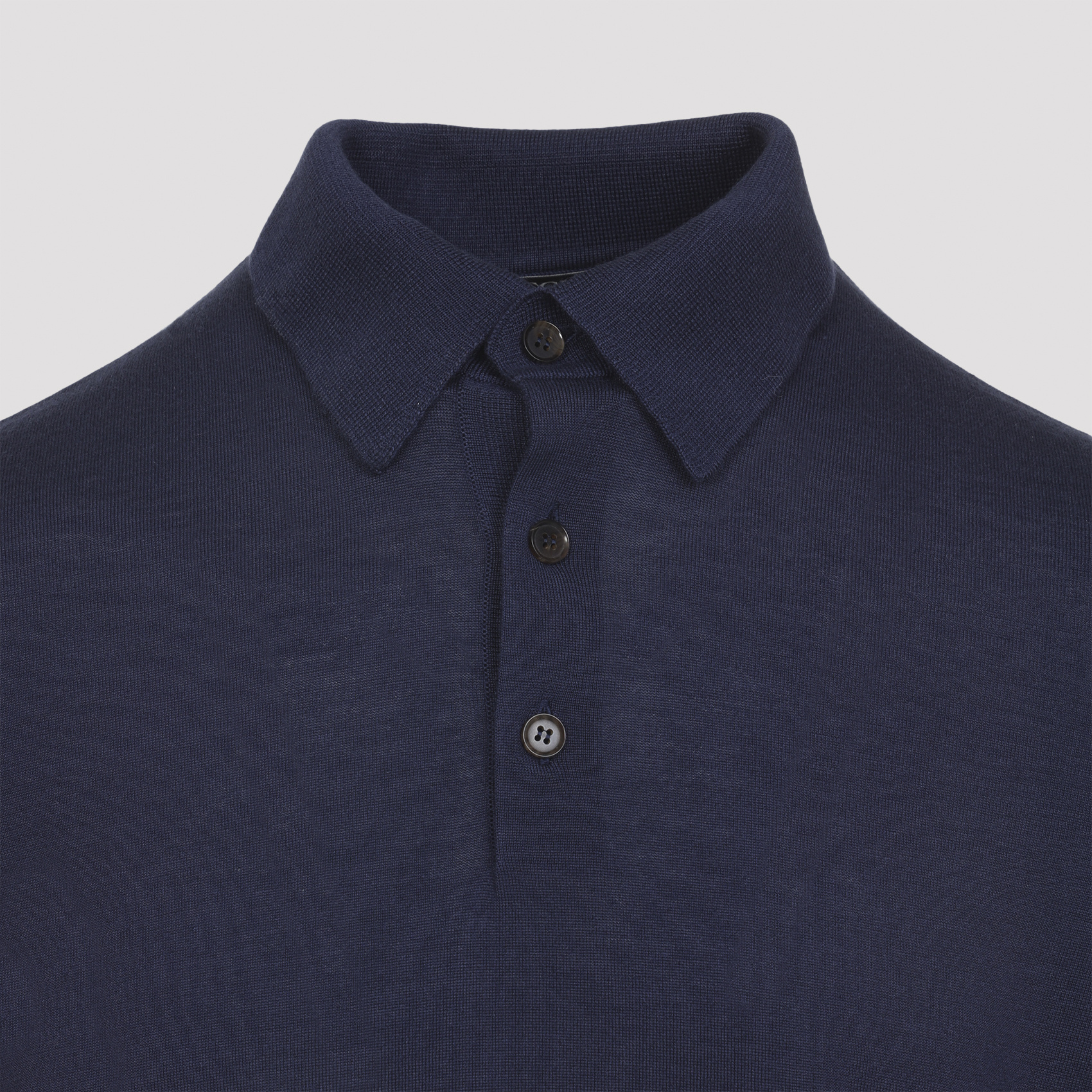 Zegna Cashseta Knit Polo With Ribbed Cuffs And Hem In Blue