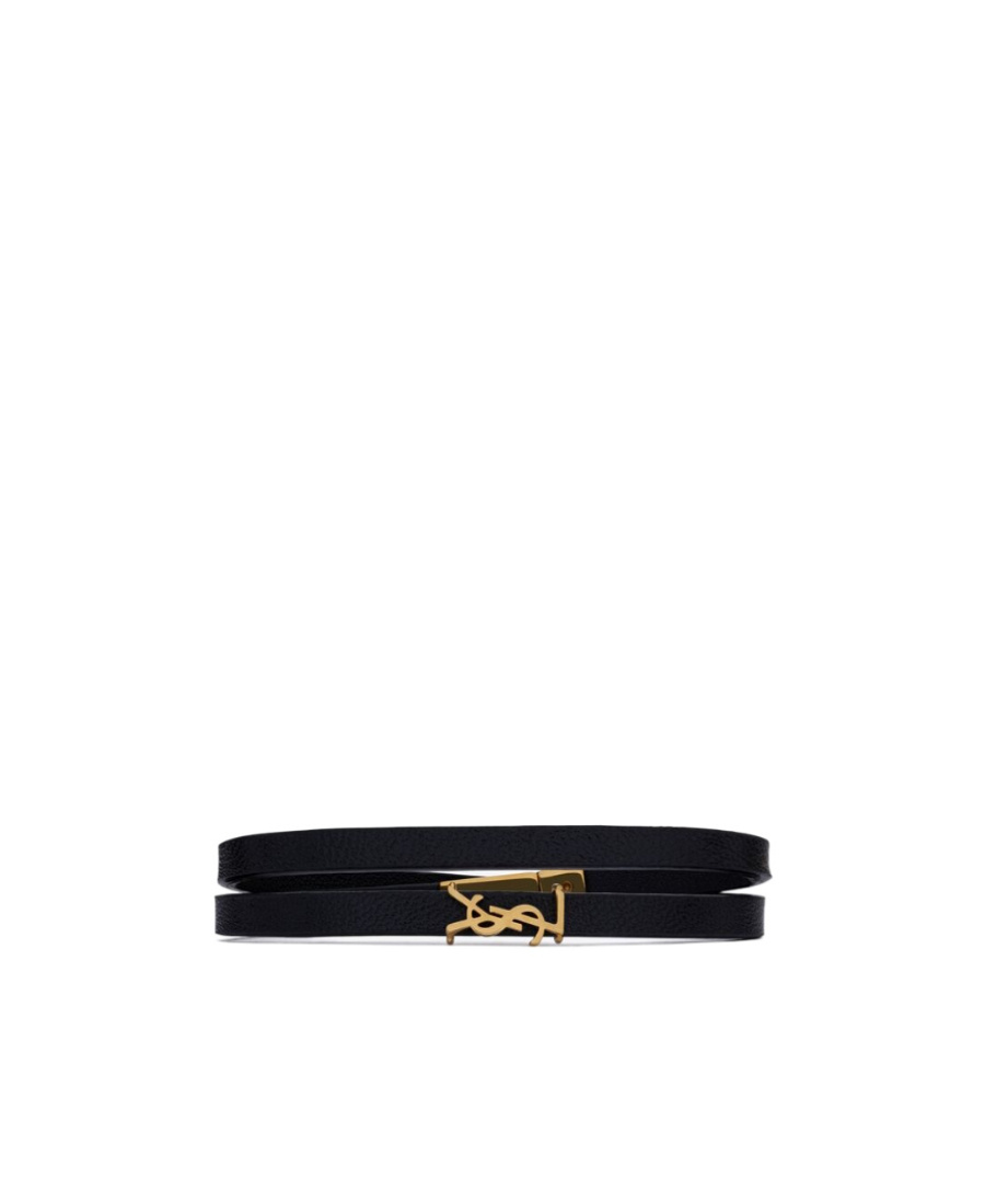 Saint Laurent "cassandre" Double-wrap Bracelet In Black
