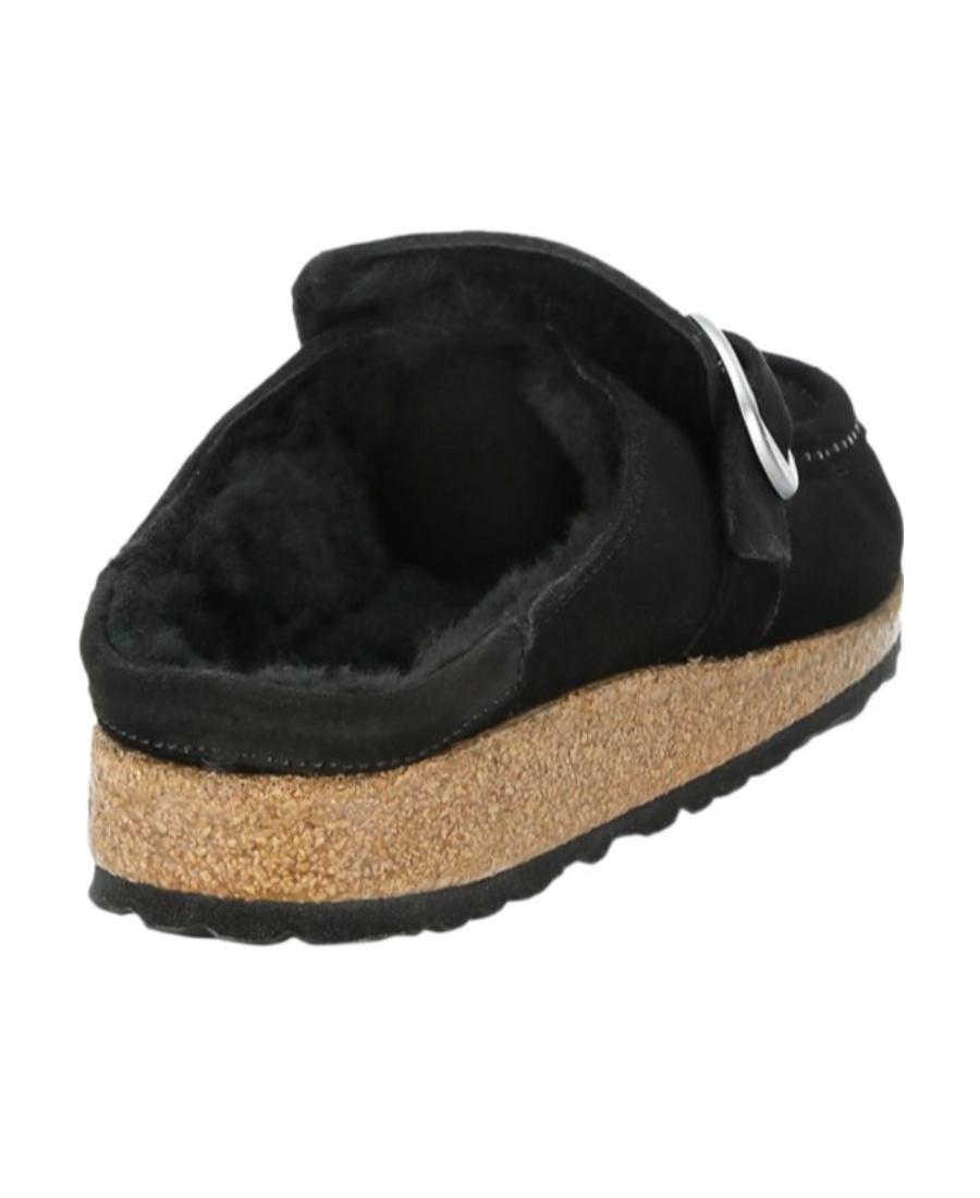 Birkenstock Black Buckley Shearling Suede Slip-on Shoes In Black