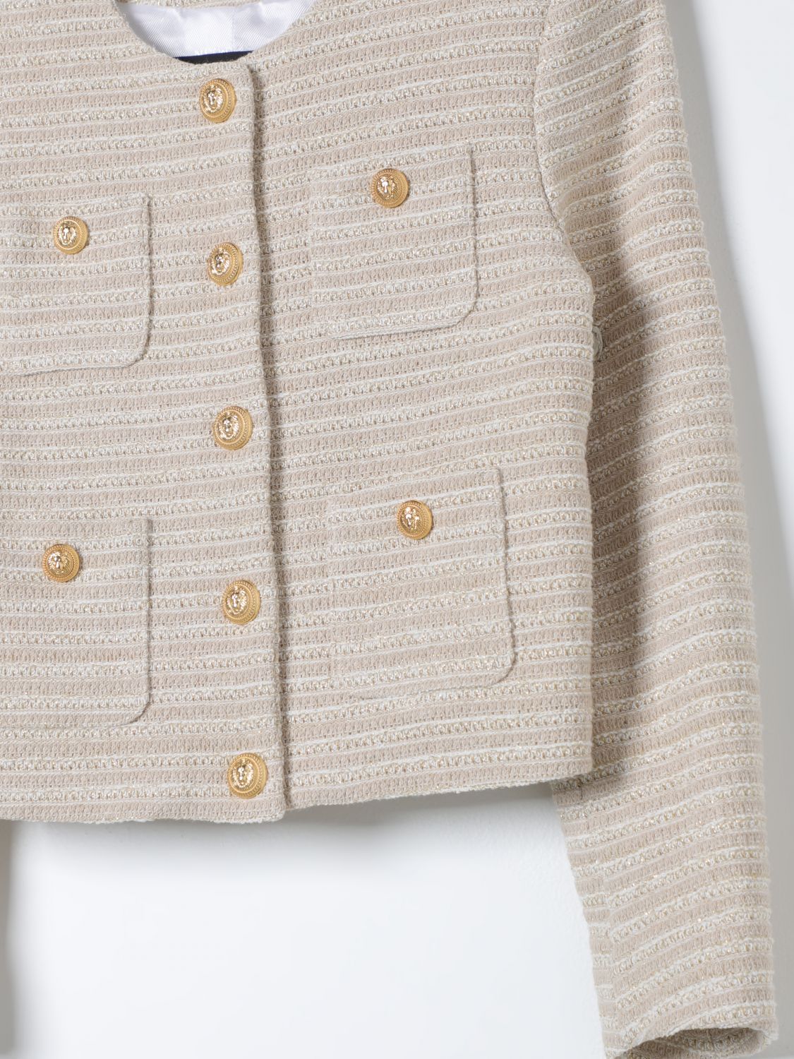 Balmain Round Collar Button Casual Jacket In White