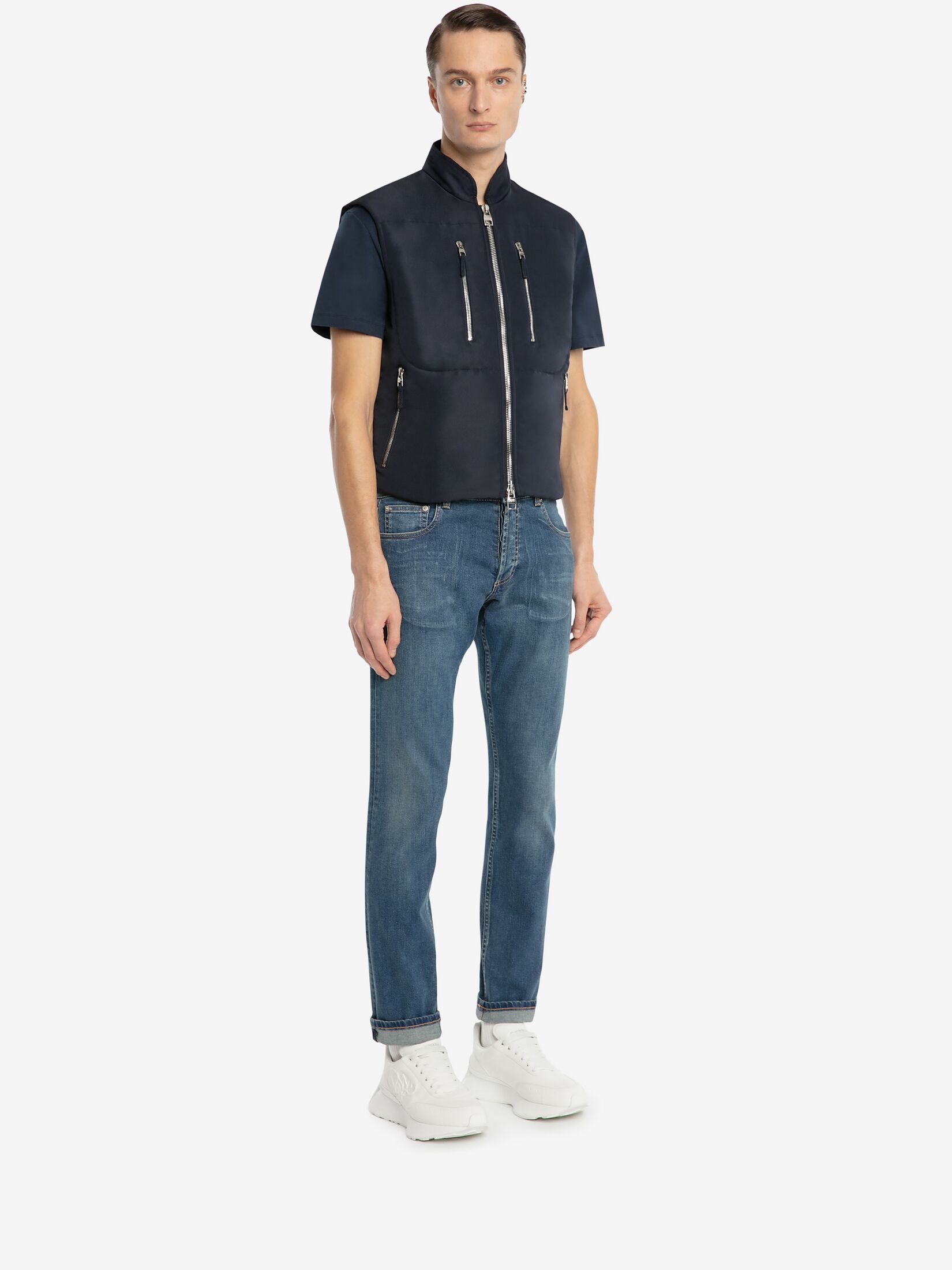 Alexander Mcqueen Embroidered-logo Detail Jeans In Blue