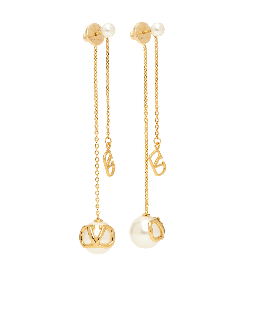 Valentino Garavani Valentino Vlogo Signature Swarovski Earrings In Gold