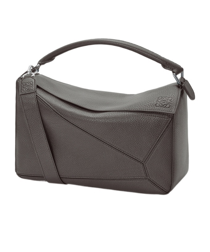 Loewe Large Puzzle Bag In Supple Grained Calfskin In Gray