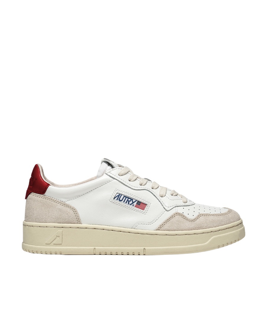 Autry Classic Low-top Sneakers With Textured Panels And Contrasting Heel Tab In Neutral