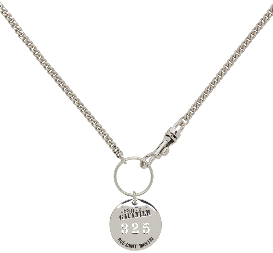 Jean Paul Gaultier Logo Round Pendant Necklace In Yellow