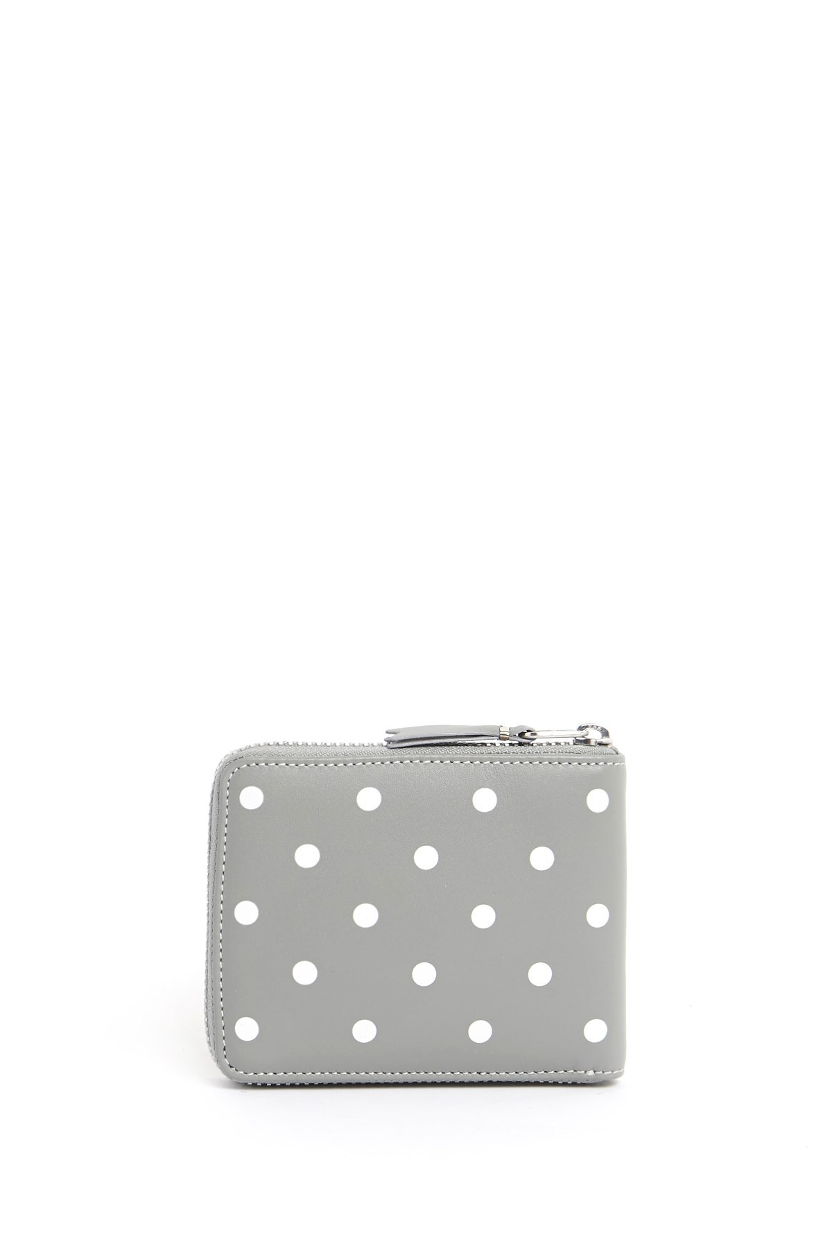 Comme Des Garçons Wallet Polka Dot Printed Zip-around Wallet In Gray