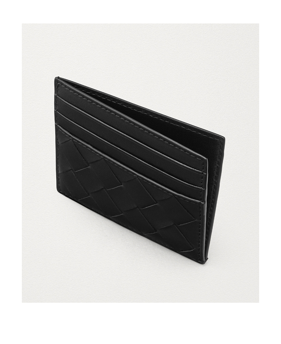 Shop Bottega Veneta Intrecciato Weave Cardholder In Black