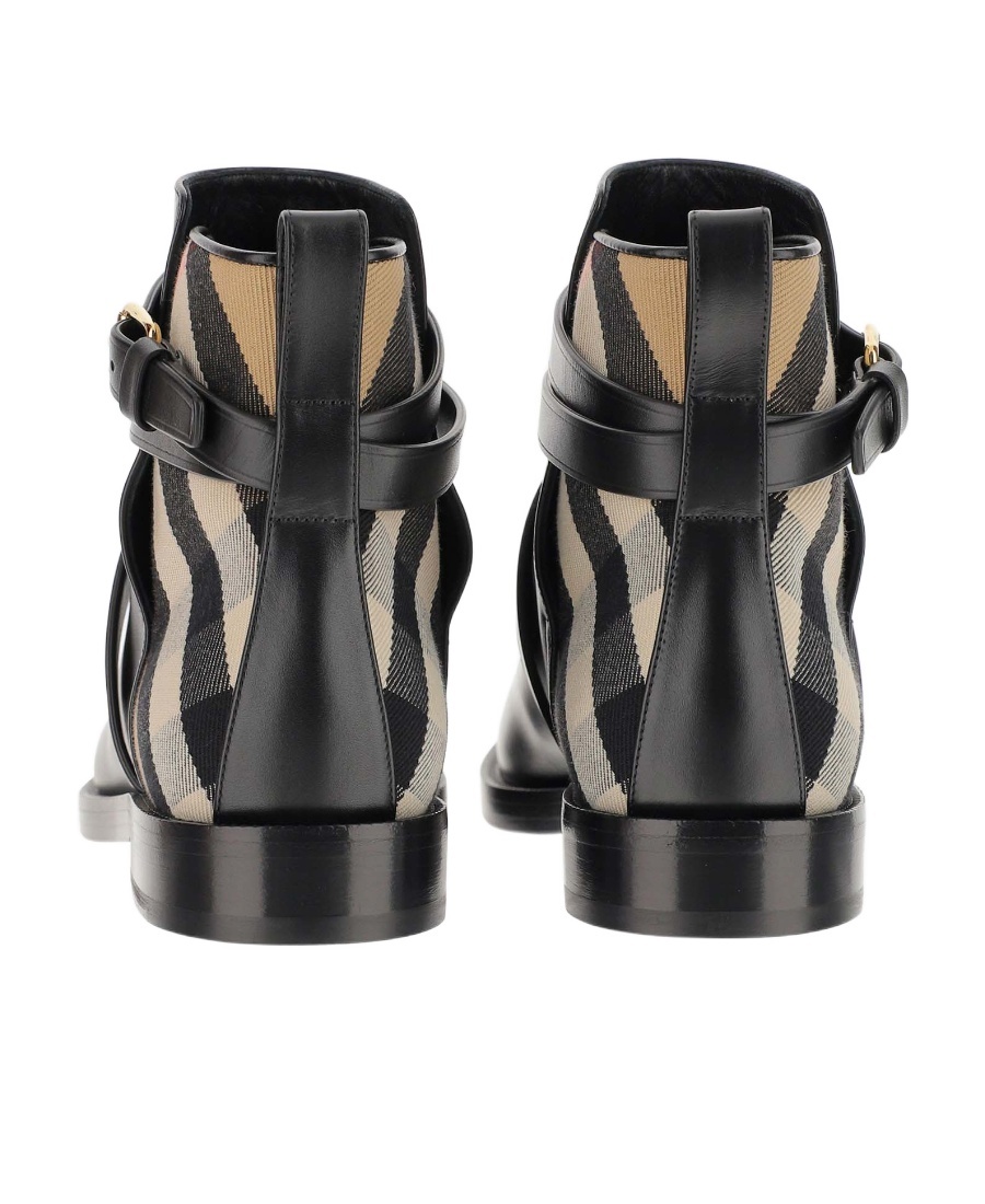 BURBERRY HOUSE CHECK LEATHER ANKLE BOOTS