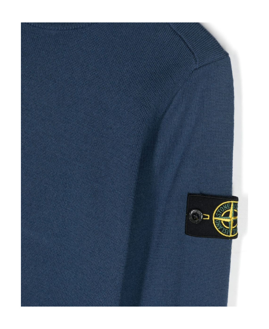 Stone Island Compass-badge Virgin-wool Jumper In Blue
