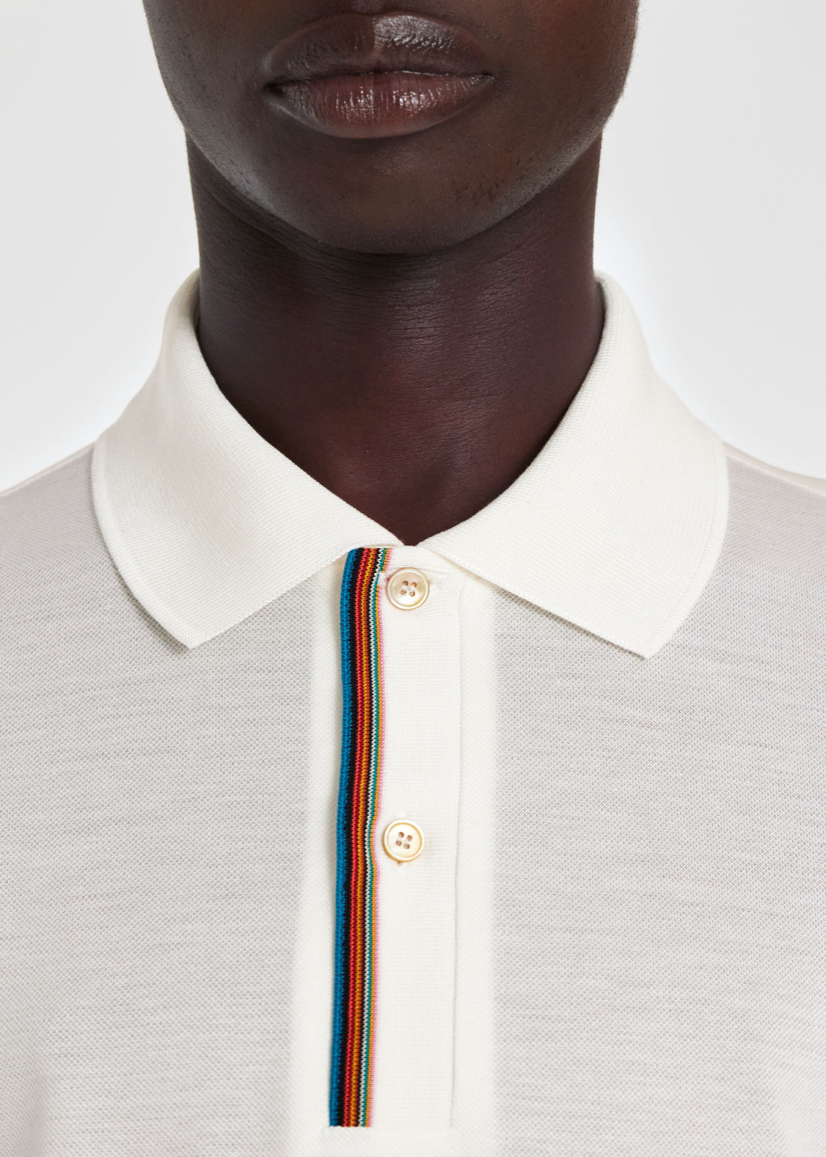 Paul Smith White Cotton Signature Stripe-trim Polo Shirt