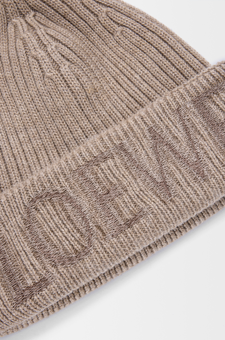 Loewe Logo Embroidered Ribbed-knit Beanie In Brown
