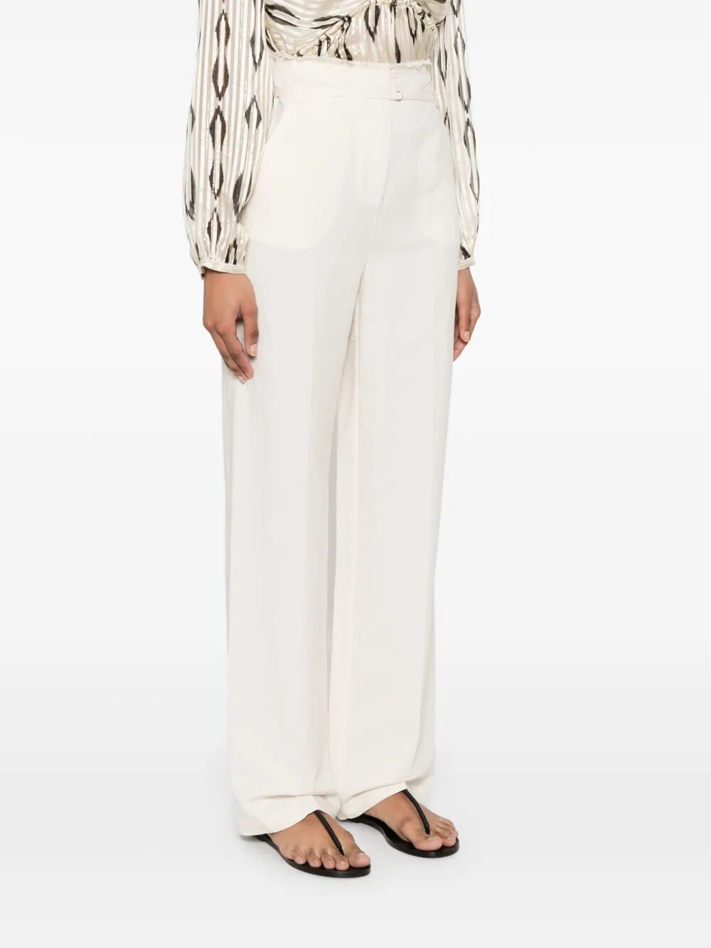 Patrizia Pepe Frayed Trousers In White