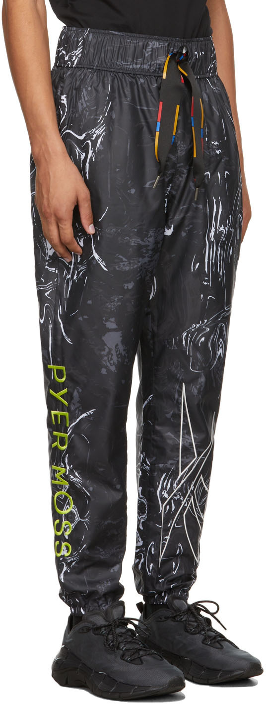 Reebok Black Pattern Printed Drawstring Sweatpants In Black