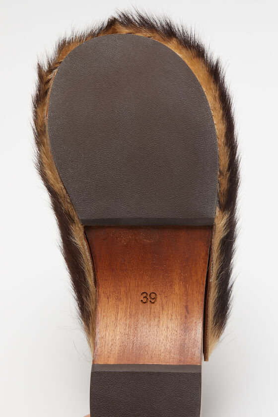 Acne Studios Fur Thick Soled Muller Shoes In Brown