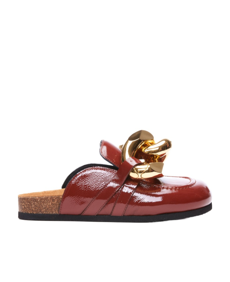 Jw Anderson Glossy Leather Mules In Brown