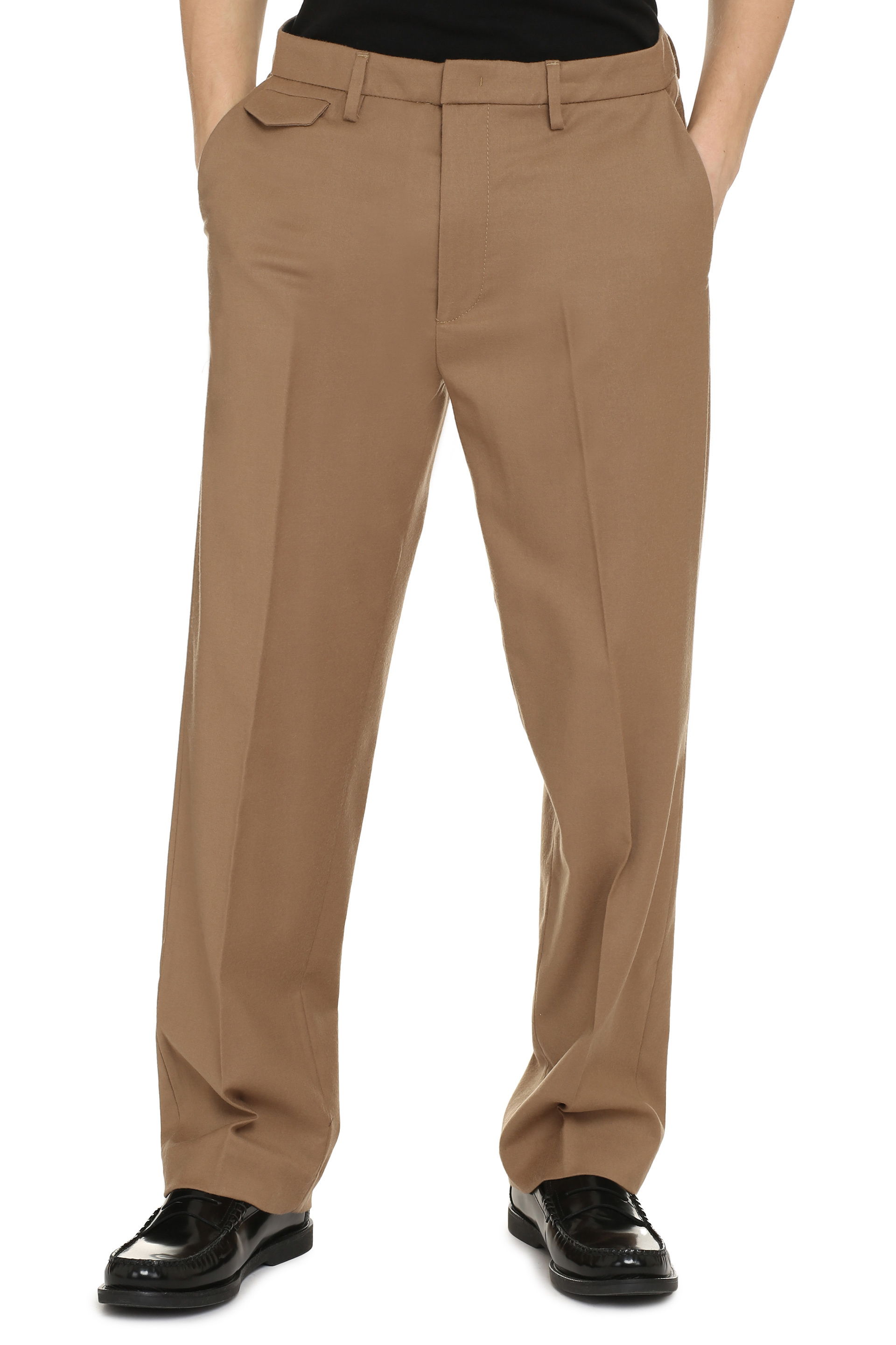 Dondup Louis Virgin Wool Trousers In Brown