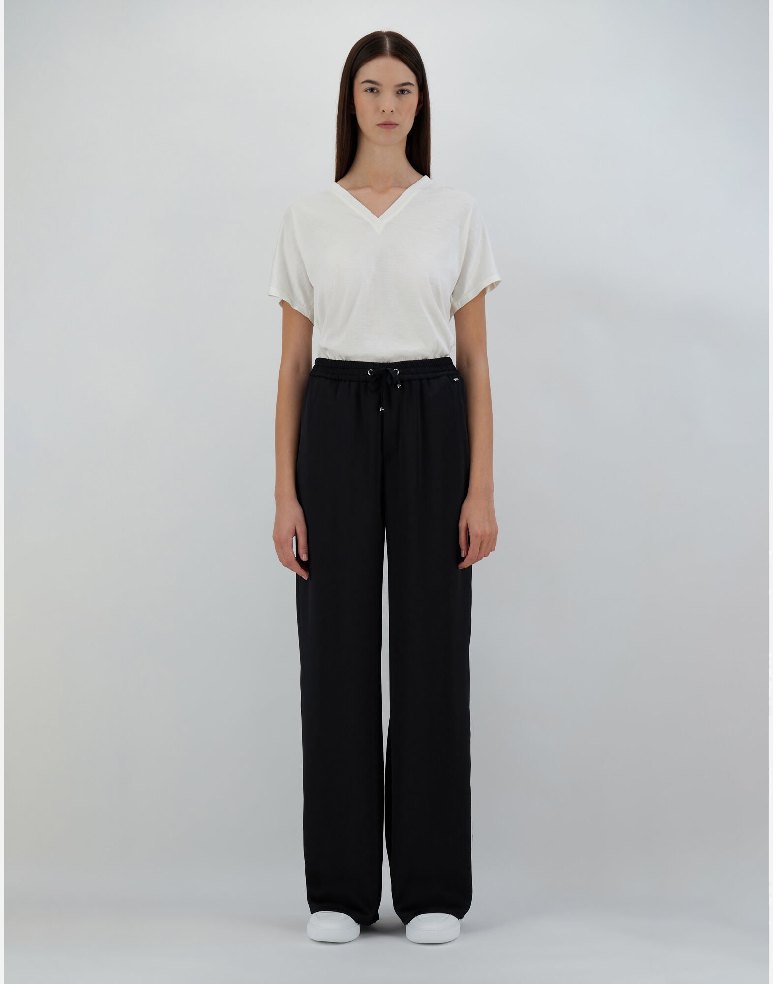 Herno Blue Pants With Elastic Drawstring Waist In Tech Fabric Woman In Black