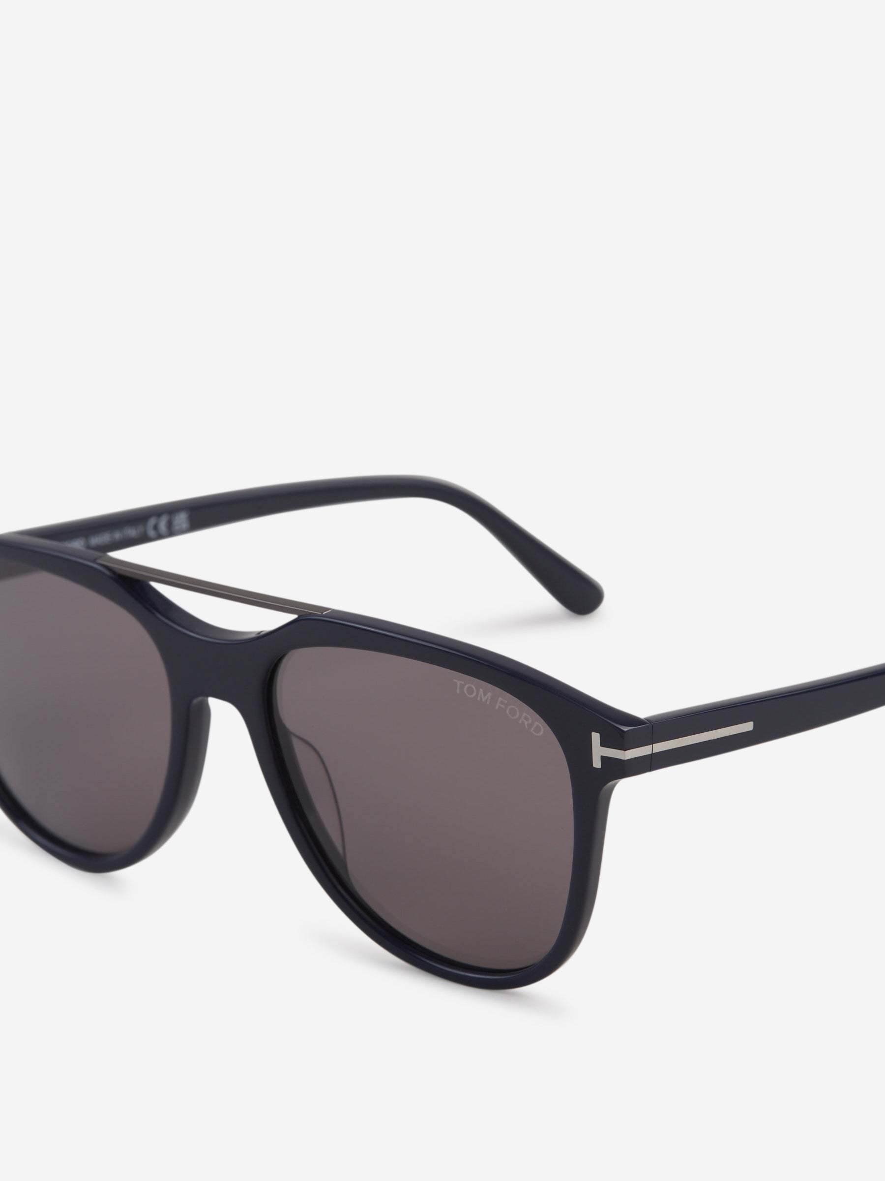 Tom Ford Eyewear Damian Pilot Frame Double Bridge Sunglasses In Gray