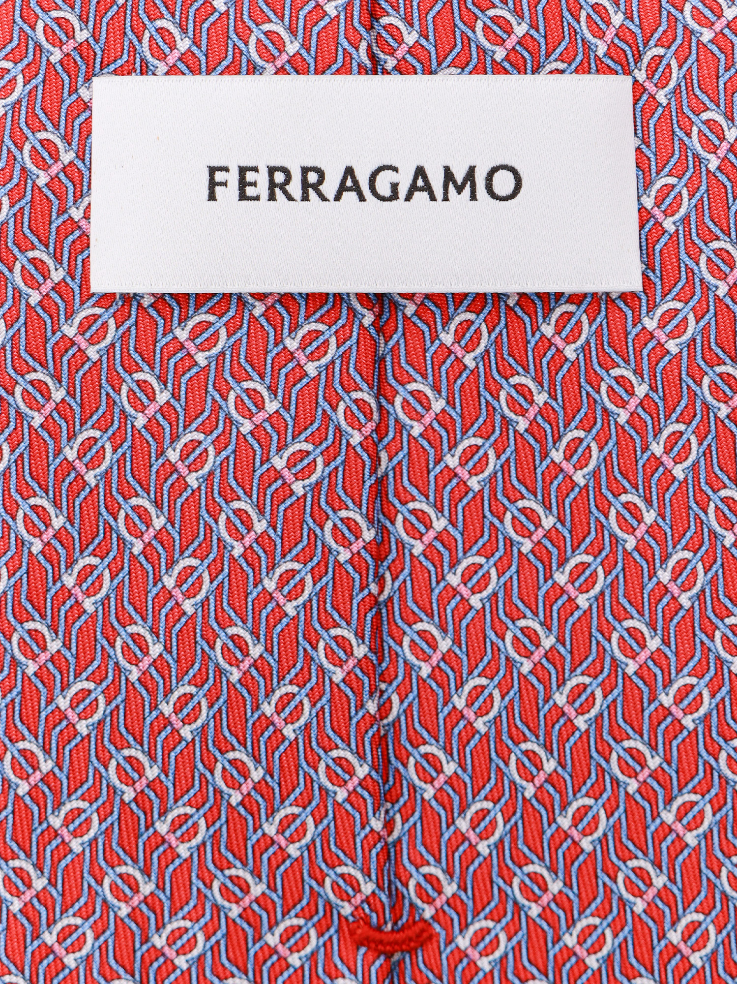 Ferragamo Salvatore Tetris-printed Pointed-tip Tie In Pink