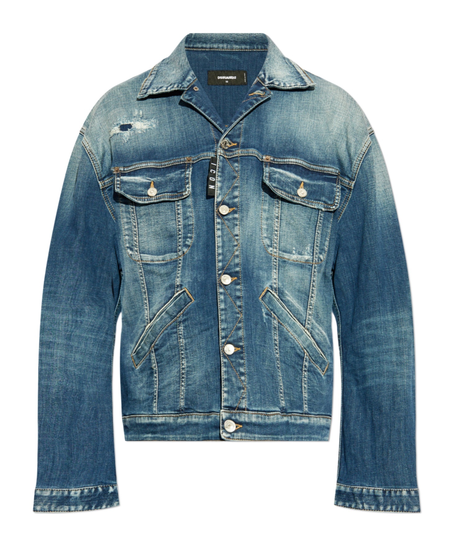 Dsquared2 Distressed Denim Jacket In Blue