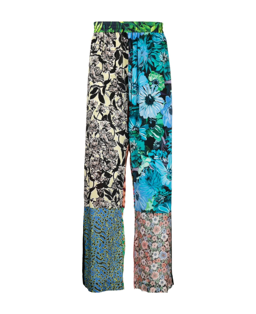 Marine Serre Scarves-print Silk Trousers In Multicolor