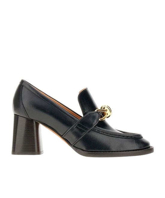 Bottega Veneta Astaire Metallic Knot Leather Heeled Loafers In Black