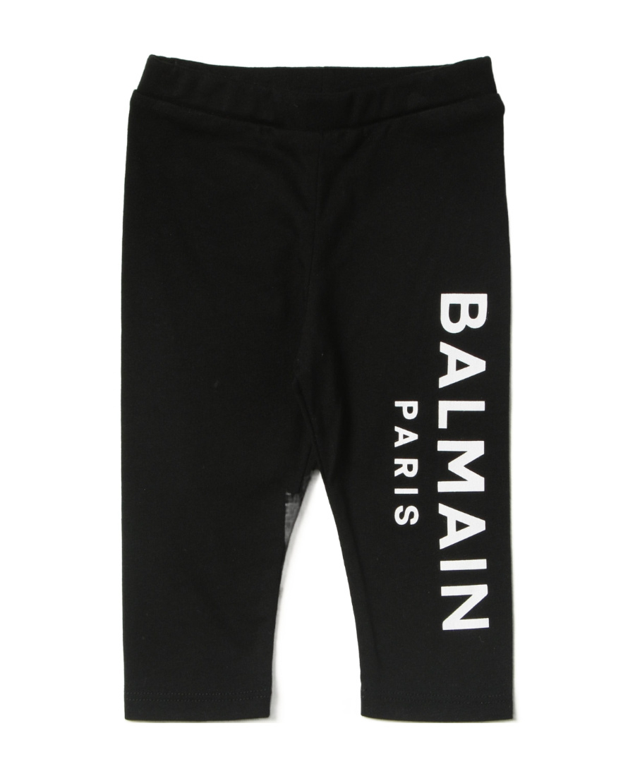 Balmain Logo Leg-print Leggings In Black