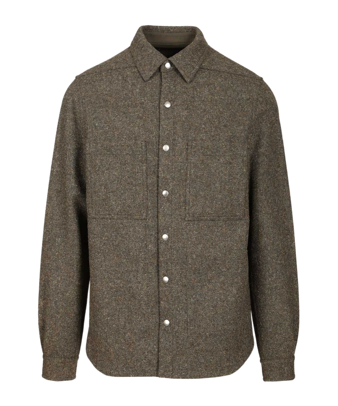 Rick Owens Button-fastening Patch-pocket Shirt In Gray