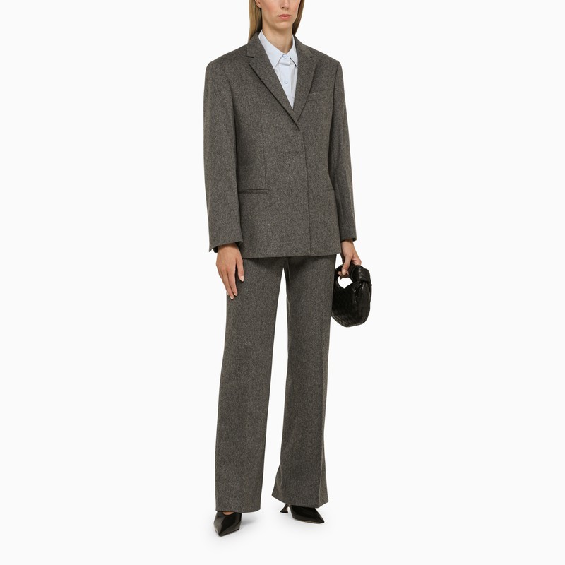 Calvin Klein Grey Wool Tailored Jacket In Brown
