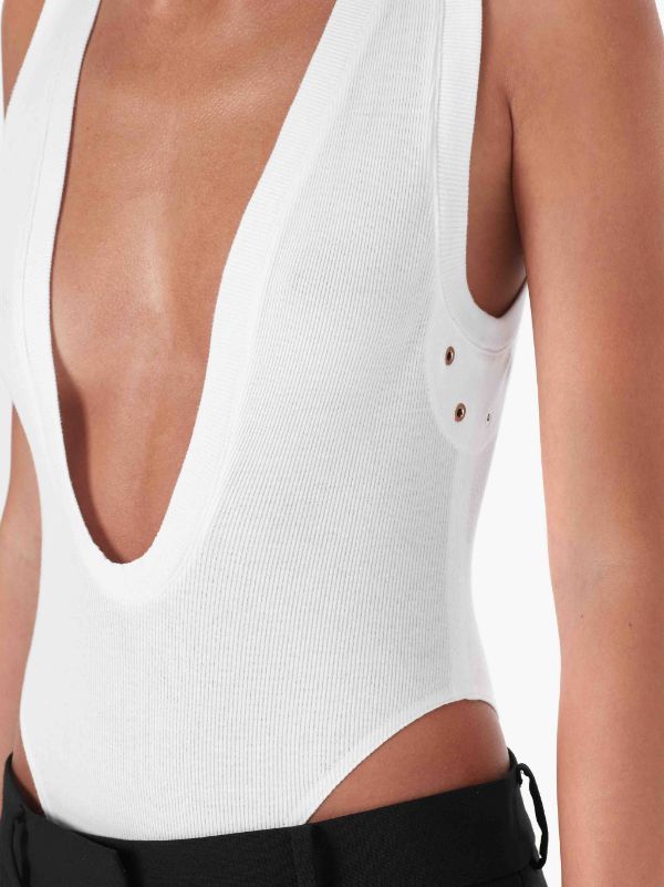 Jw Anderson Low Scoop-neck Bodysuit In White