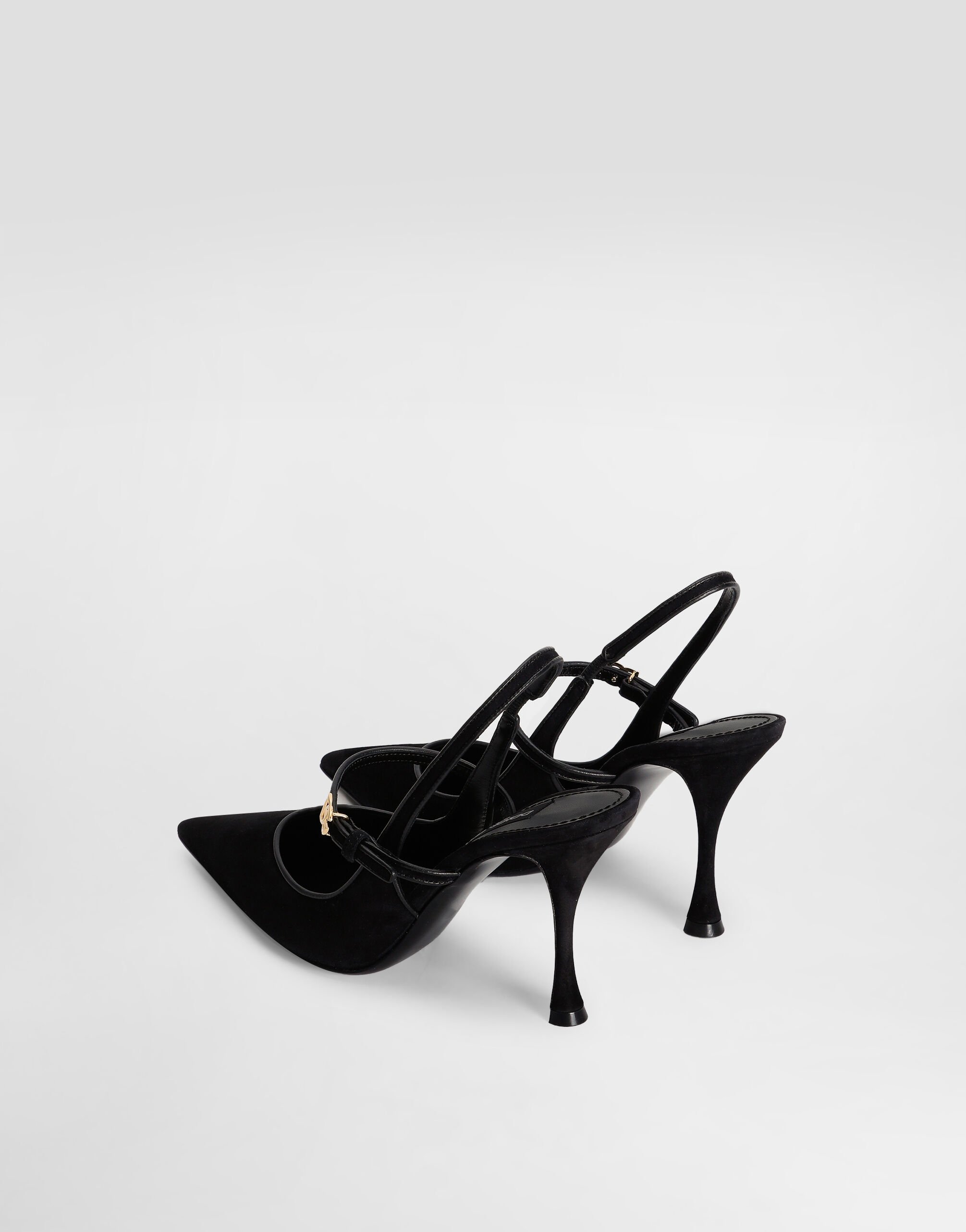 Dolce & Gabbana Italian Tailoring Leather-trimmed Suede Slingback Pumps In Black