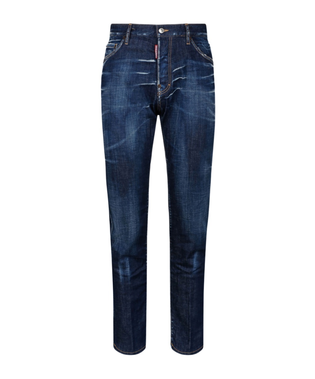Dsquared2 Blue Jeans With Belt Loops And Logo Patch On The Rear In Blue
