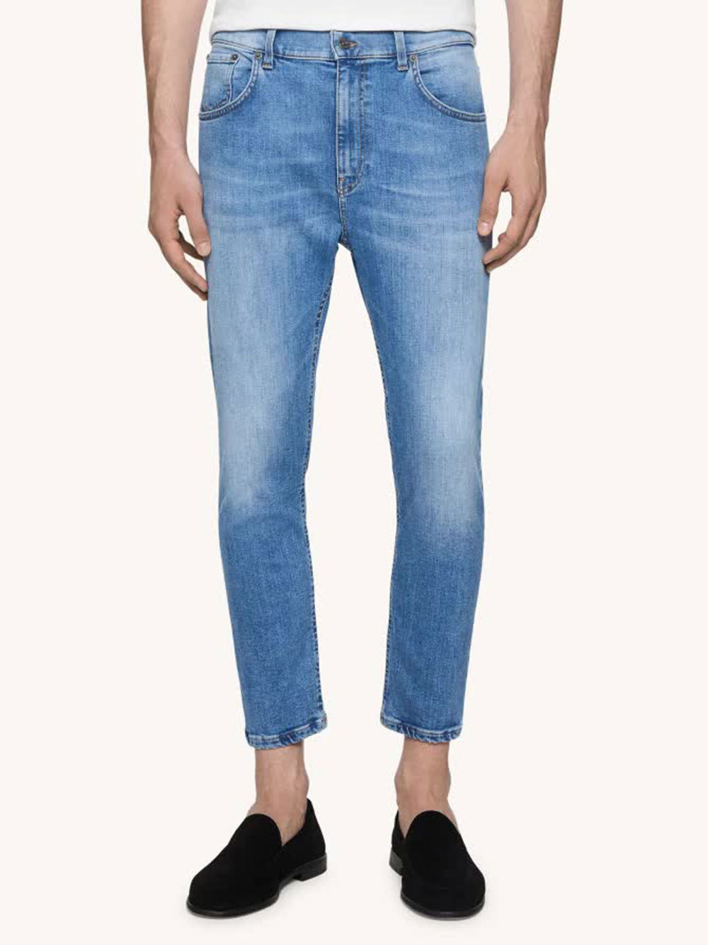 Dondup Alex Faded Belt Loops Trousers In Blue