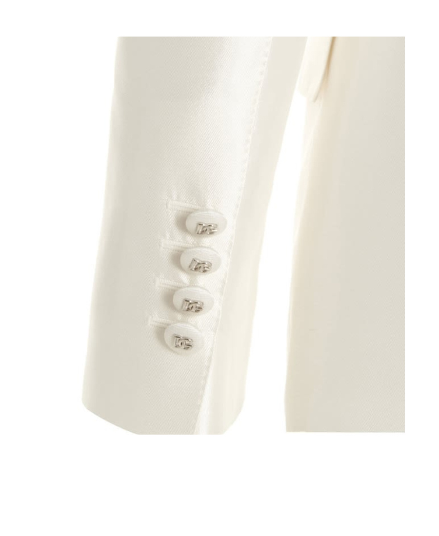 Dolce & Gabbana Dolce Gabbana Logo Botton Single-breasted Blazer In White