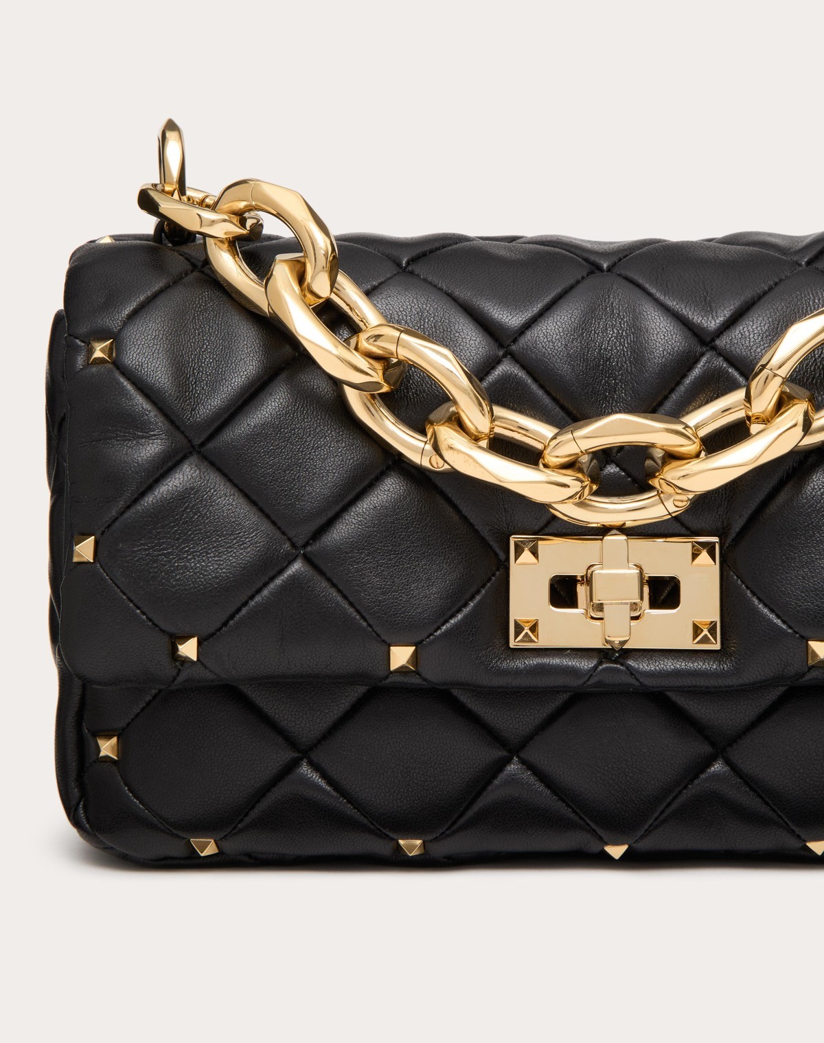 Valentino Rockstud Spike Small Shoulder Bag In Black