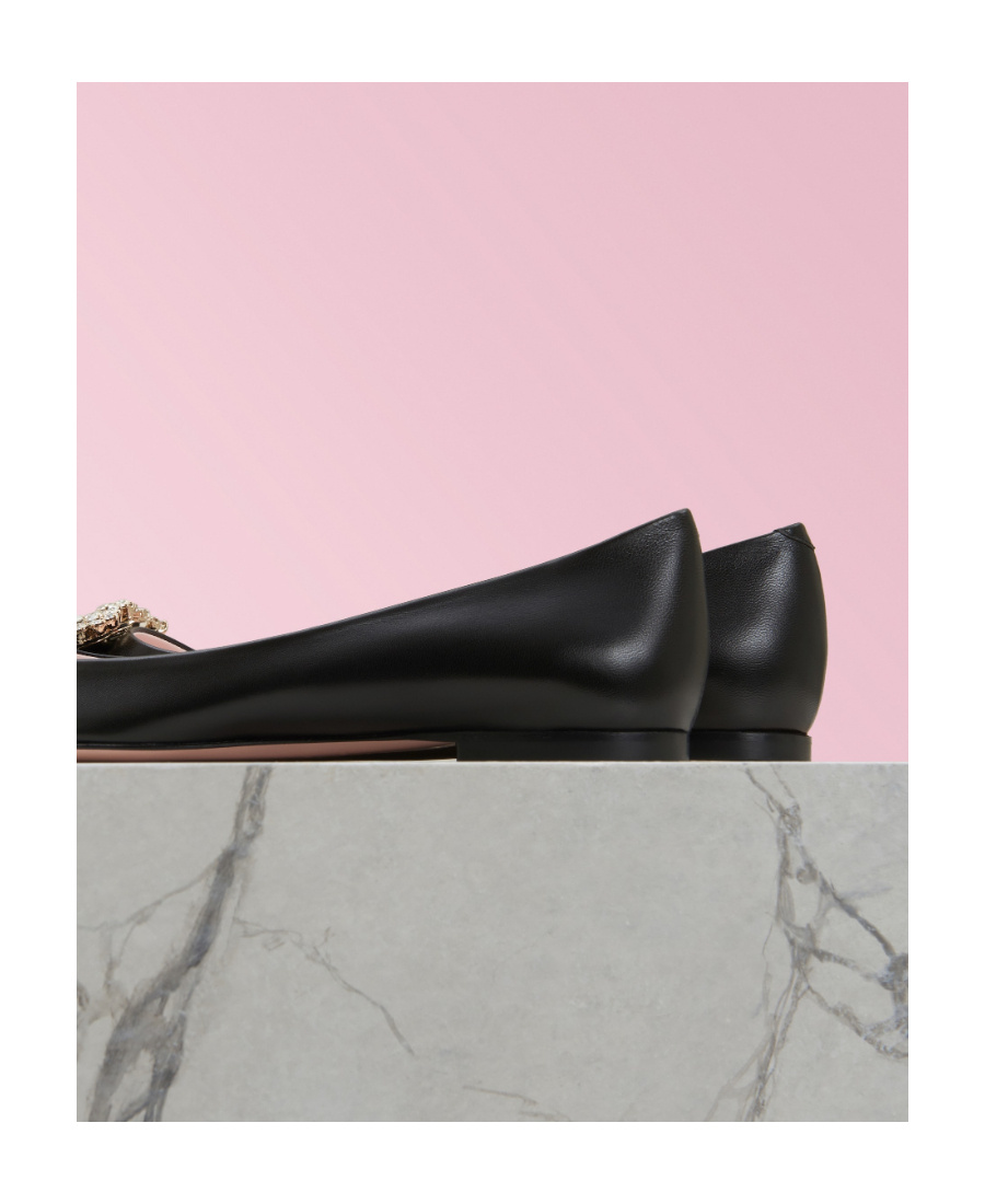 Roger Vivier Floral Diamond Ballet Shoes In Black